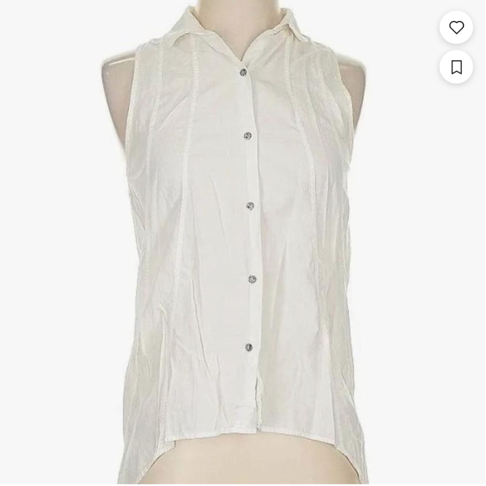 HELMUT LANG white sleeveless button-up high-low blouse / shirt dress